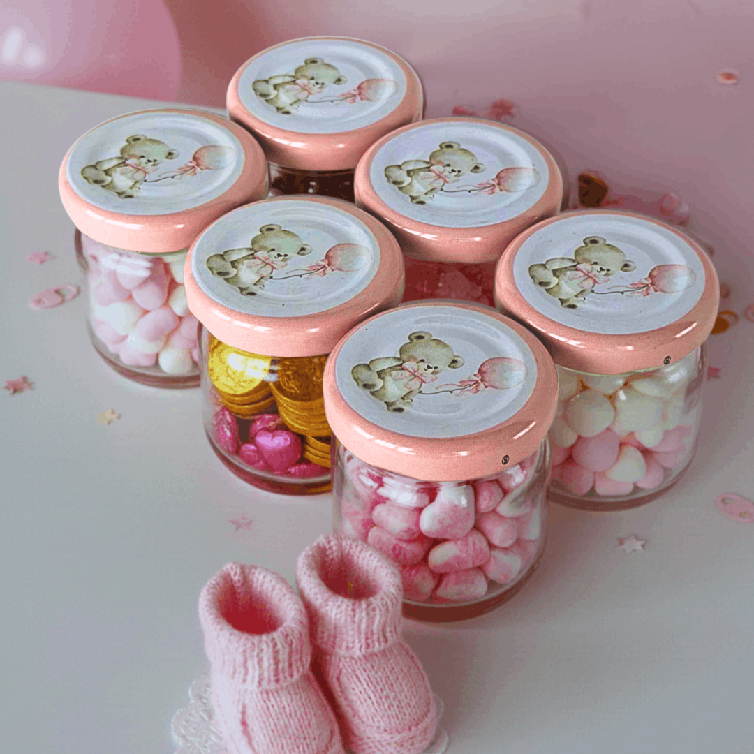 Sarkap Home 6'lı 40 ml Cam Kavanoz Seti PembeAyıcık