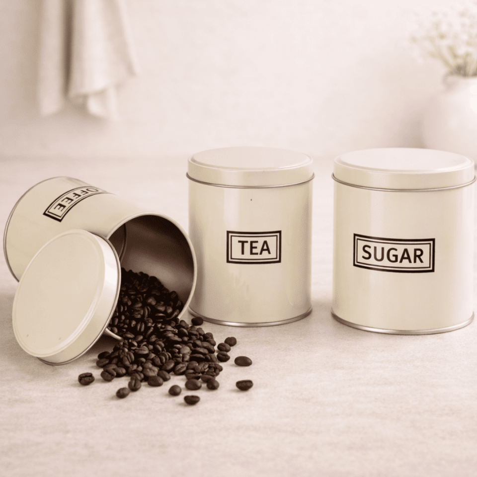 Sarkap Home 3'lü 99x114 mm 0,8 L Saklama Kutusu Seti Krem