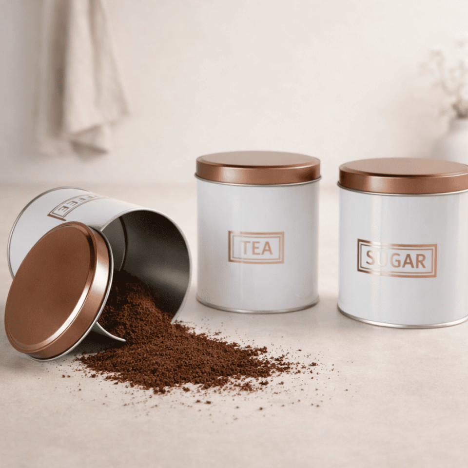 Sarkap Home 3'lü 99x114 mm 0,8 L Saklama Kutusu Seti Beyaz - Bronz