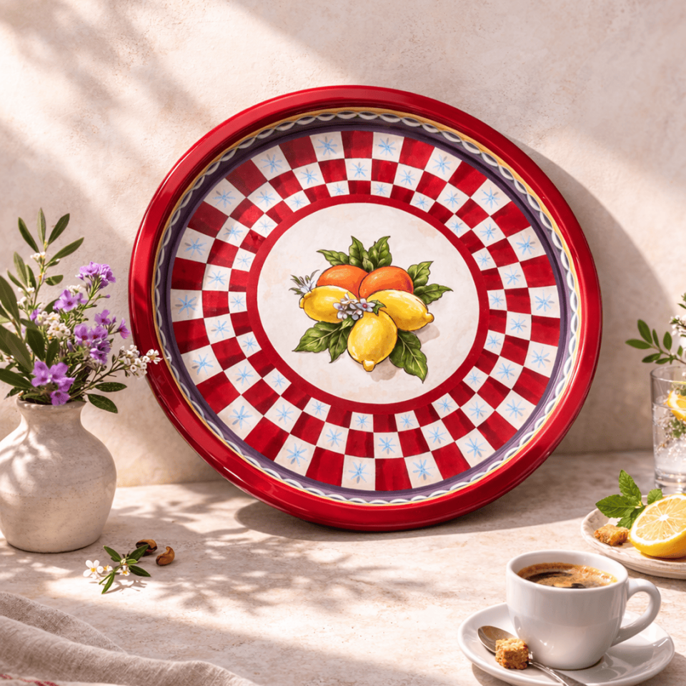 Sarkap Home Dekoratif Metal Tepsi LaDolceVitaKırmızı