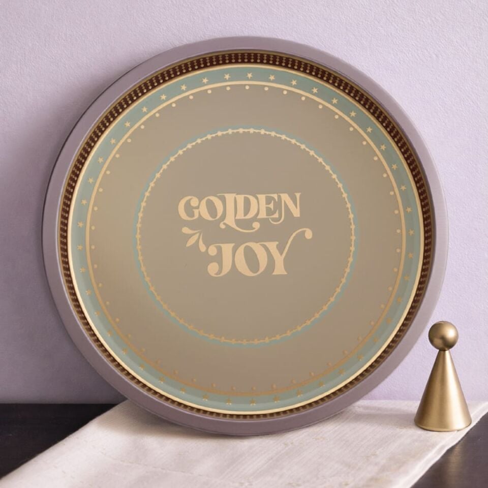 Sarkap Home Dekoratif Metal Tepsi GoldenJoy