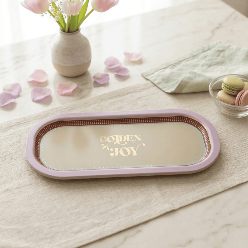 Sarkap Home 3'lü Çerezlik ve Sunumluk Tepsi Seti Golden Joy