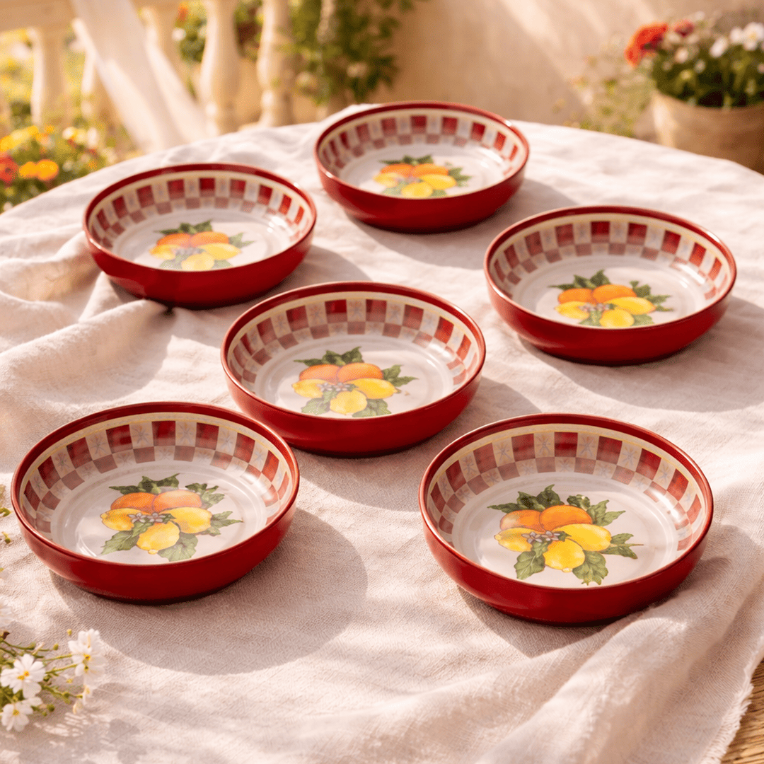 Sarkap Home 6'lı Çerezlik Seti Lemon Design Kırmızı