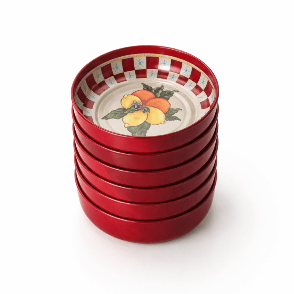 Sarkap Home 6'lı Çerezlik Seti Lemon Design Kırmızı