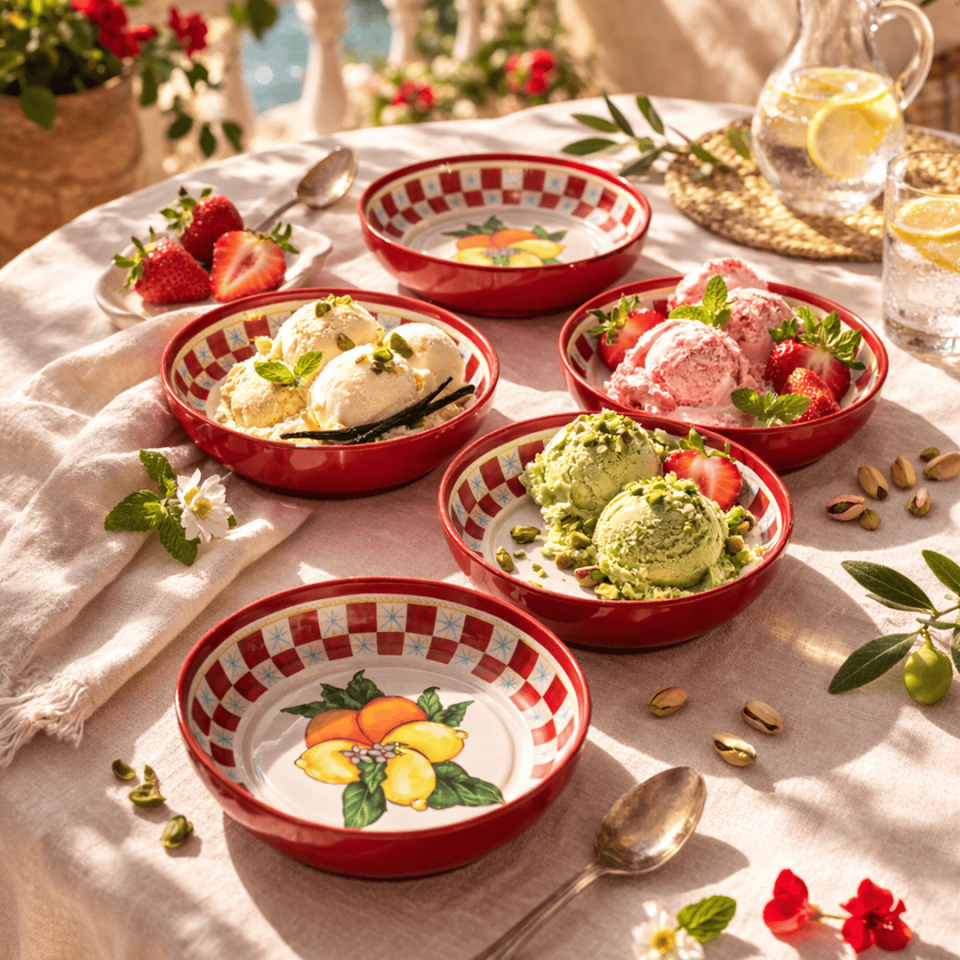 Sarkap Home 6'lı Çerezlik Seti Lemon Design Kırmızı