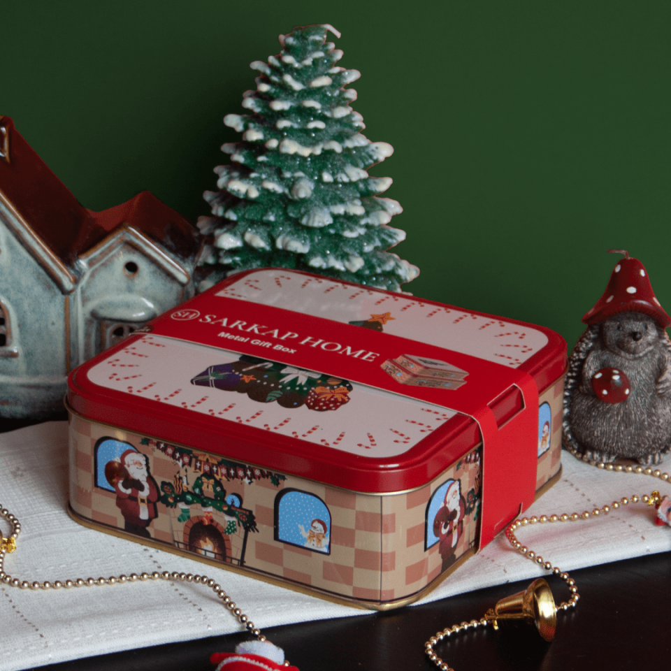 Sarkap Home Şömine 2'li Dekoratif Metal Saklama Kutusu Seti