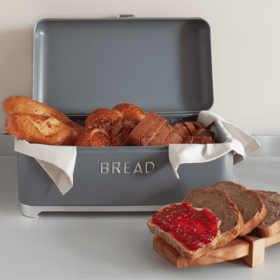 Sarkap Home Bread Galvaniz Metal Ekmek Kutusu GRI