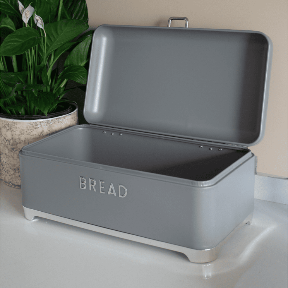 Sarkap Home Bread Galvaniz Metal Ekmek Kutusu GRI