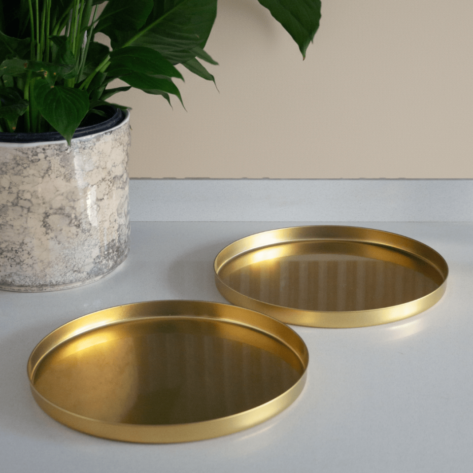 Sarkap Home 2'li Derin Bistro Sunumluk Tepsi - Gold Gold