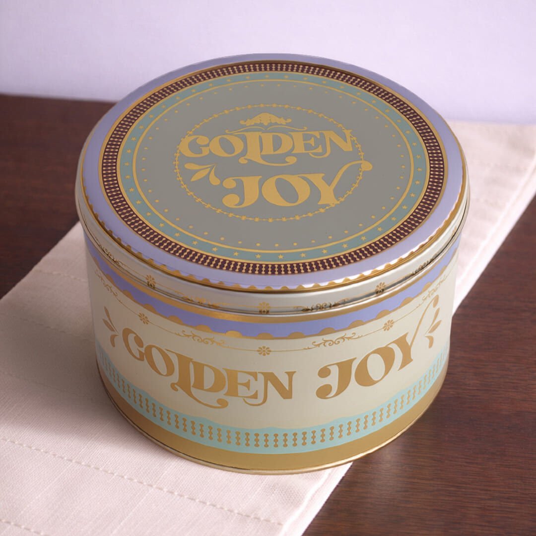 Sarkap Home Yuvarlak Dekoratif Metal Saklama Kutusu Golden Joy