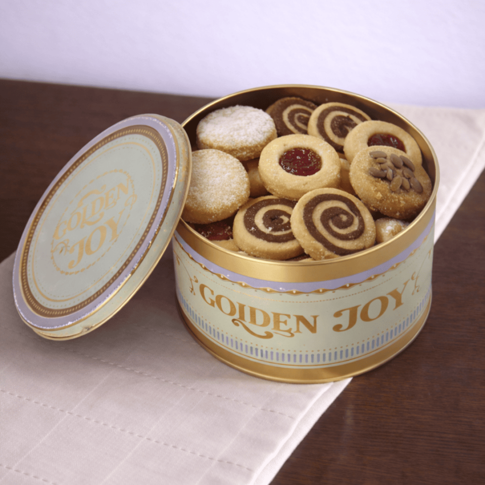 Sarkap Home Yuvarlak Dekoratif Metal Saklama Kutusu Golden Joy