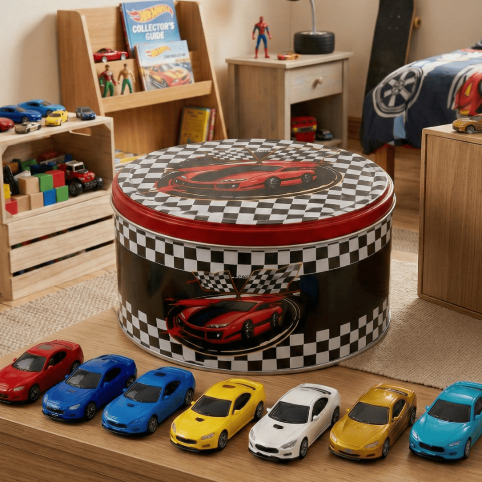 Sarkap Home Yuvarlak Dekoratif Metal Saklama Kutusu Siyah