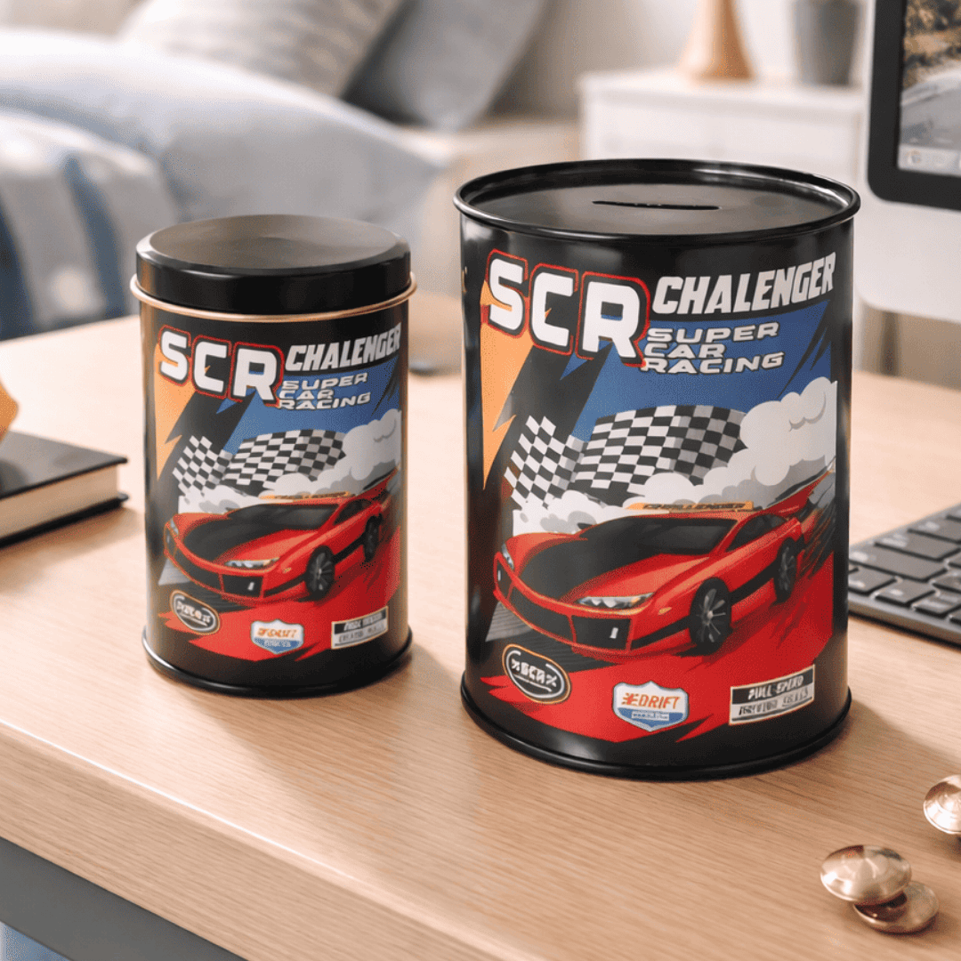 Sarkap Home Metal 1,2 L - 100x155 mm Kumbara ve 0,6 L- 75x134 mm Kalem Kutusu Seti Siyah