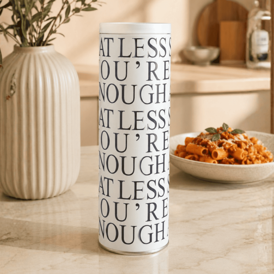 Sarkap Home 1,7 L Spaghetti Seri Uzun Yuvarlak Metal Kutu 90x270 mm LessSeri-Krem