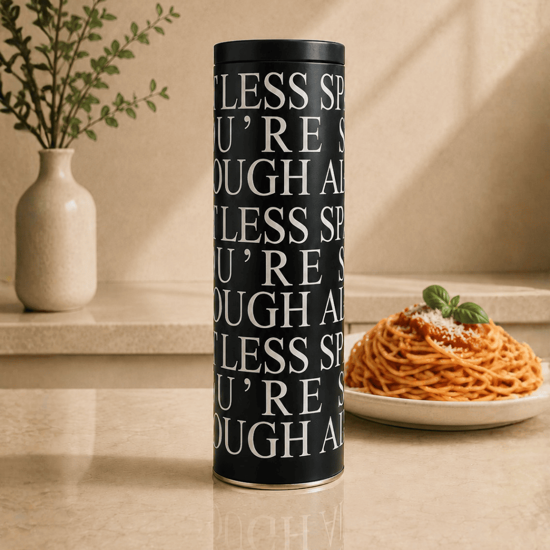 Sarkap Home 1,7 L Spaghetti Seri Uzun Yuvarlak Metal Kutu 90x270 mm LessSeri-Siyah