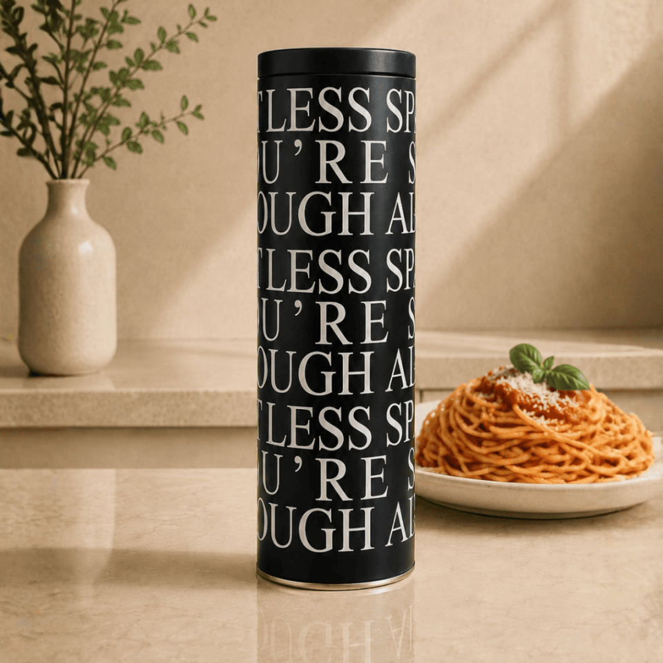 Sarkap Home 1,7 L Spaghetti Seri Uzun Yuvarlak Metal Kutu 90x270 mm LessSeri-Siyah