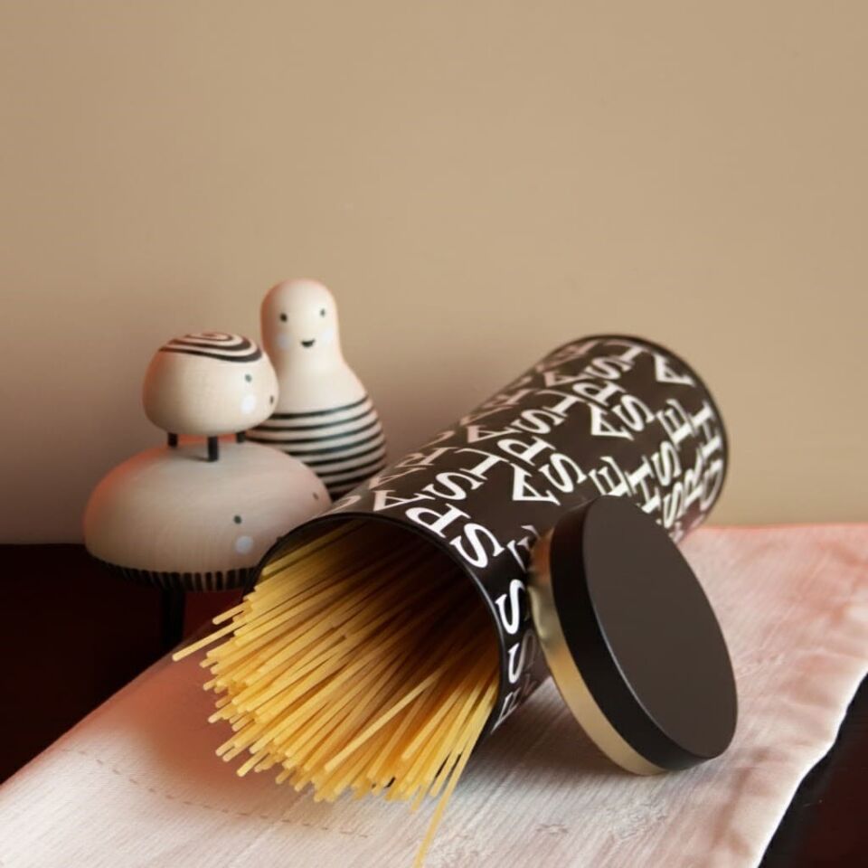 Sarkap Home 1,7 L Spaghetti Seri Uzun Yuvarlak Metal Kutu 90x270 mm LessSeri-Siyah