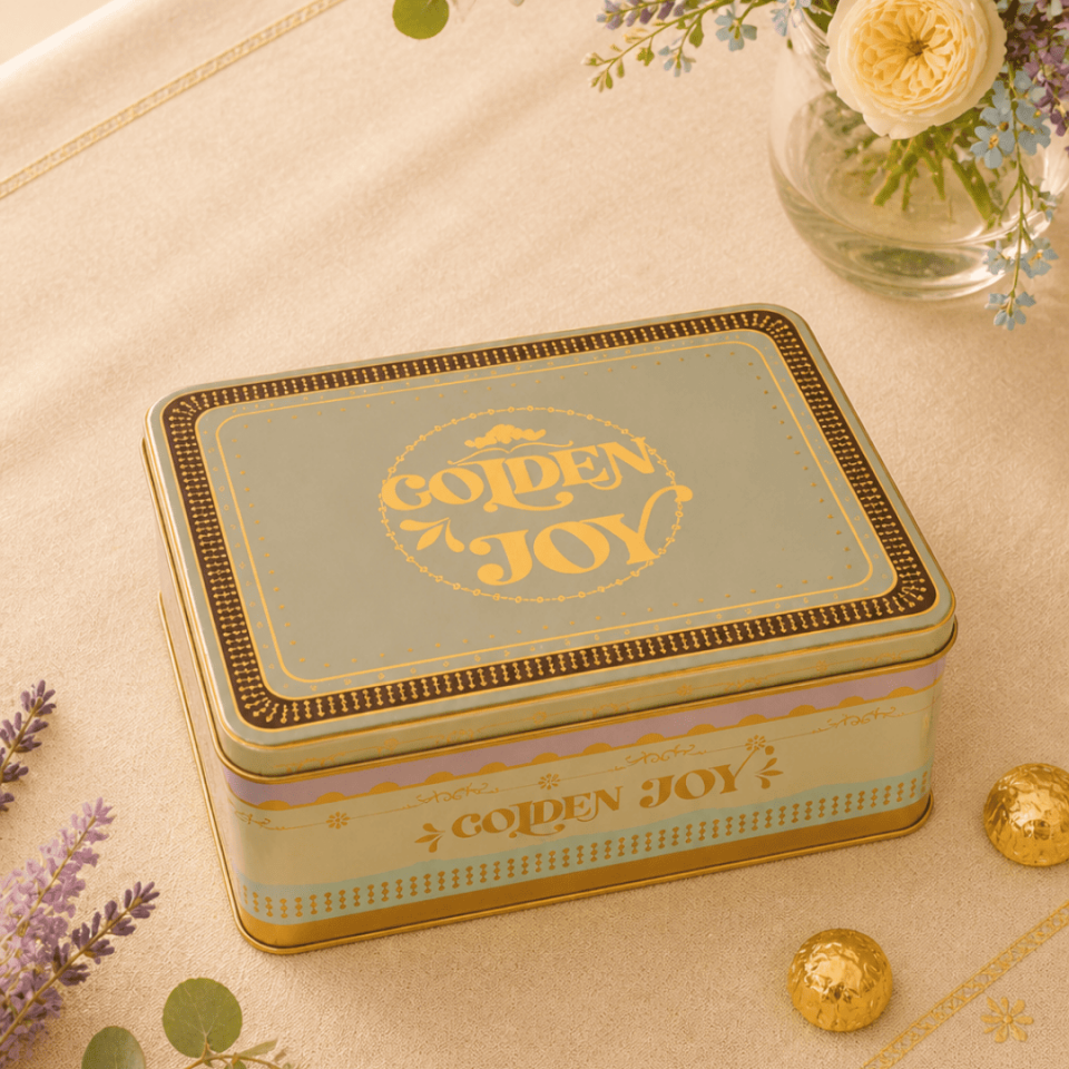 Sarkap Home 3,2 Litre Metal Saklama Kutusu - 217x165x90mm Golden Joy