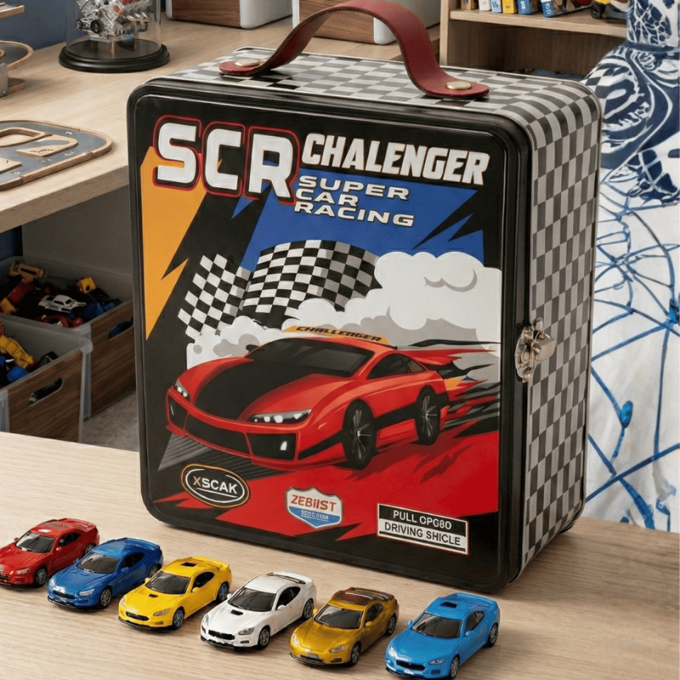 Sarkap Home Kilitli ve Deri Kulplu Metal Saklama Kutusu Siyah