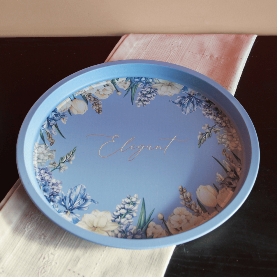 Sarkap Home Desenli Dekoratif Metal Tepsi - Happy New Year ElegantSilver