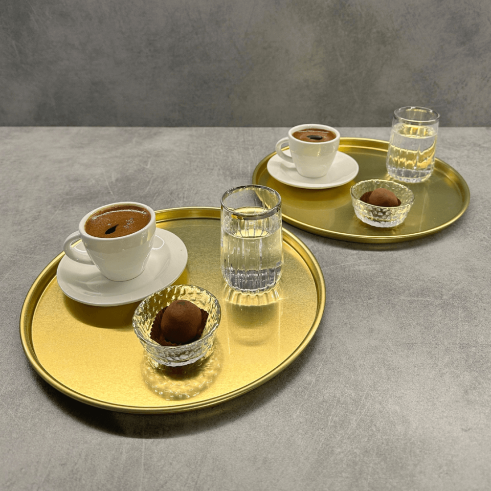 Sarkap Home 2'li Yuvarlak Sunumluk Tepsi Gold