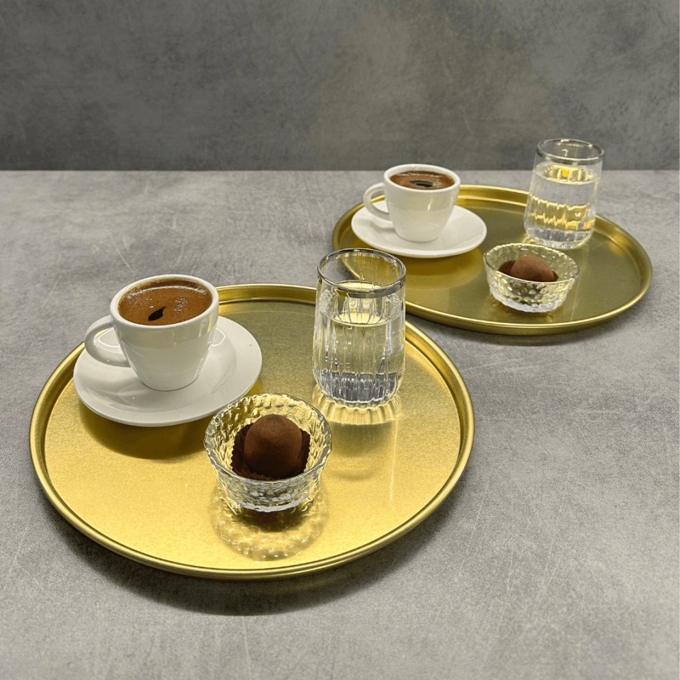 Sarkap Home 2'li Yuvarlak Sunumluk Tepsi Gold