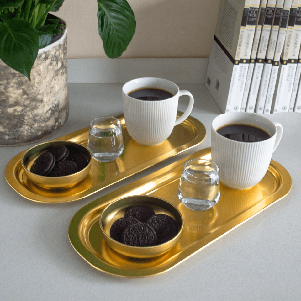 Sarkap Home 2'li Oval Sunumluk Tepsi Gold