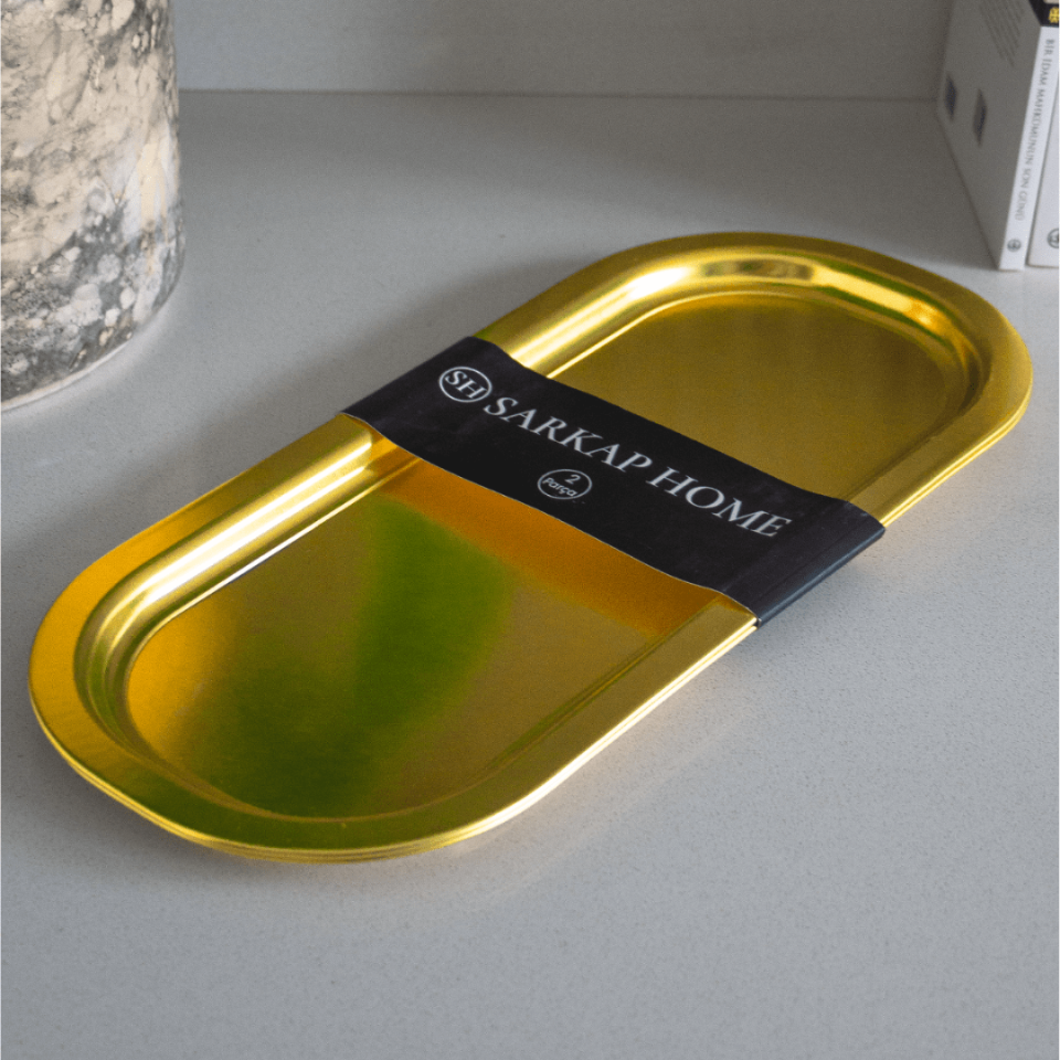 Sarkap Home 2'li Oval Sunumluk Tepsi Gold